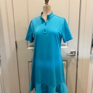 Tommy Bahama Dress & Shorts Golf Turquoise Ruffle Zip 2 pc Set UPF 50  Large